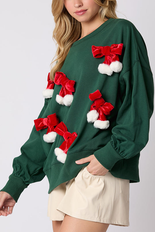 R&B | Weihnachts Schleife Verziert Lässiges Langärmeliges Sweatshirt