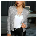 R&B | Glitzerndes Pailletten-Party-Jackett mit Frontreißverschluss