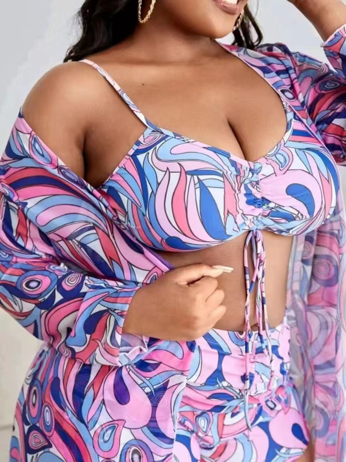 R&B | Große lange Bluse hohe Taille Boxershorts Badeanzug