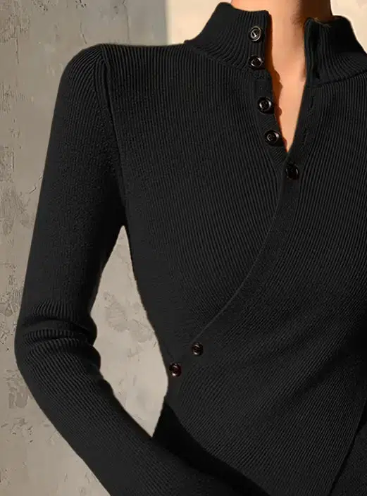 R&B | Asymmetrisch Strukturstrick Bluse Polyester-mischung Elegant und Modern