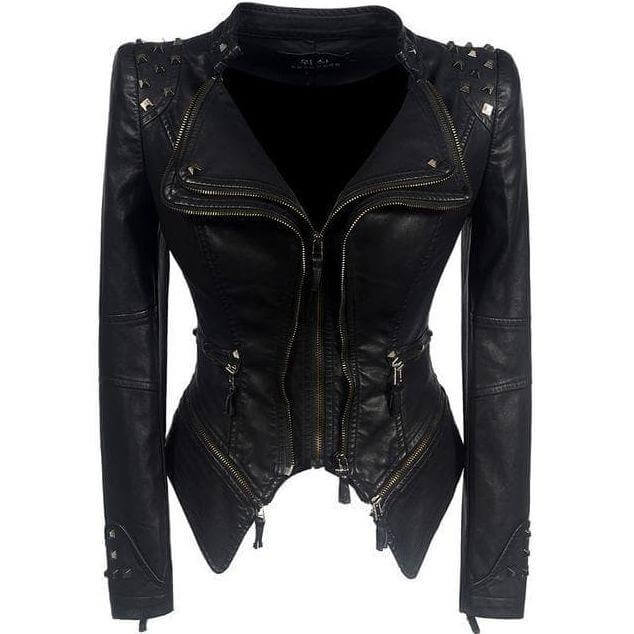 R&B | Damen Nieten PU Lederjacke