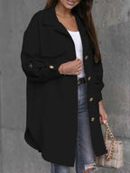 R&B | Lange Hemdjacke mit Knöpfen, Wollkragen und Revers
