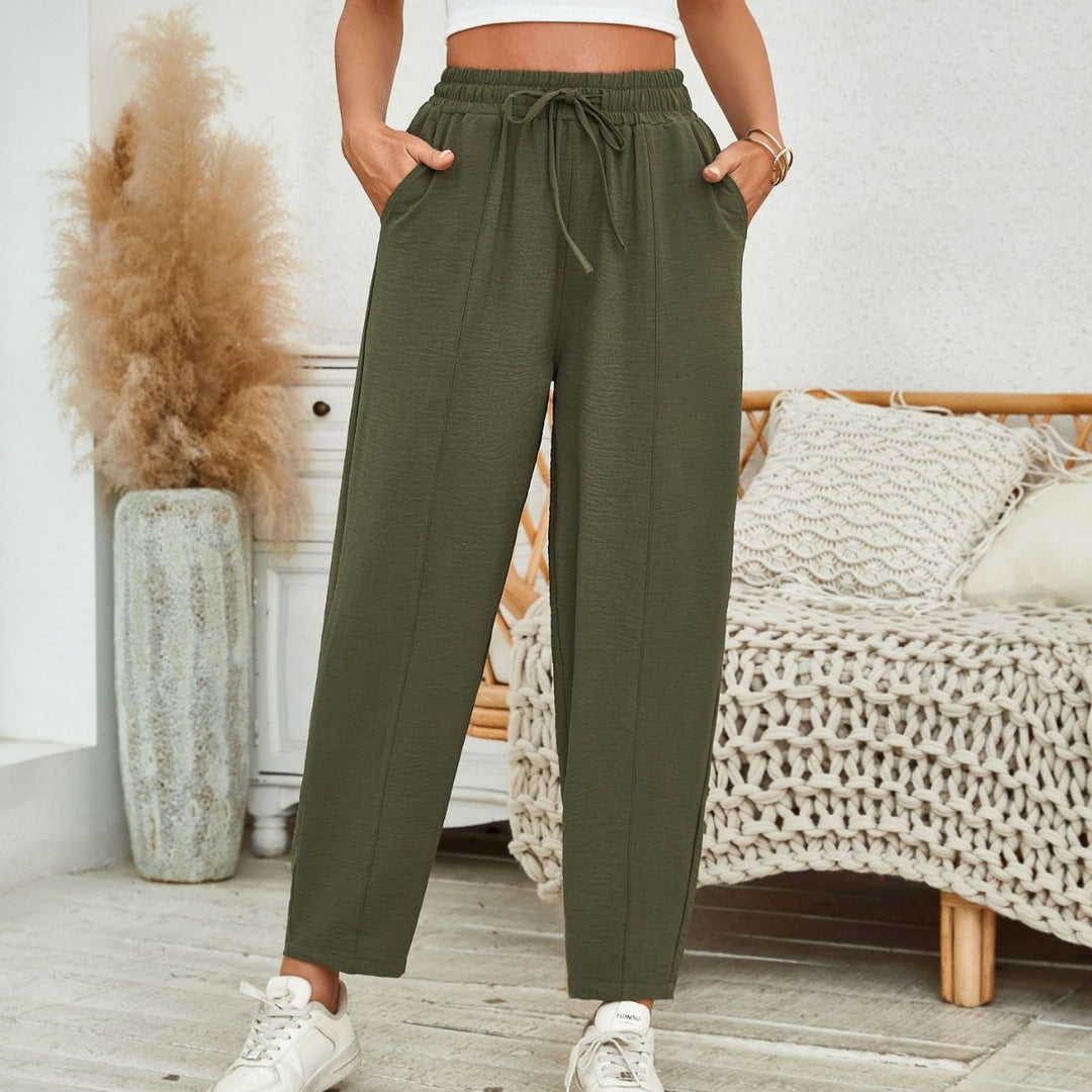 R&B | Locker lässige Neun-Punkt-Hose mit Kordelzug und elastischer Taille