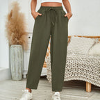 R&B | Locker lässige Neun-Punkt-Hose mit Kordelzug und elastischer Taille