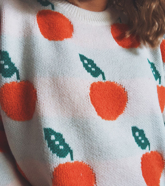 R&B | Strickpullover mit Früchteprint Weich und Einzigartig Gemütliche Passform