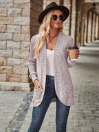 R&B | Cardigan - Damen Herbst Freizeit Fleece Strickjacke