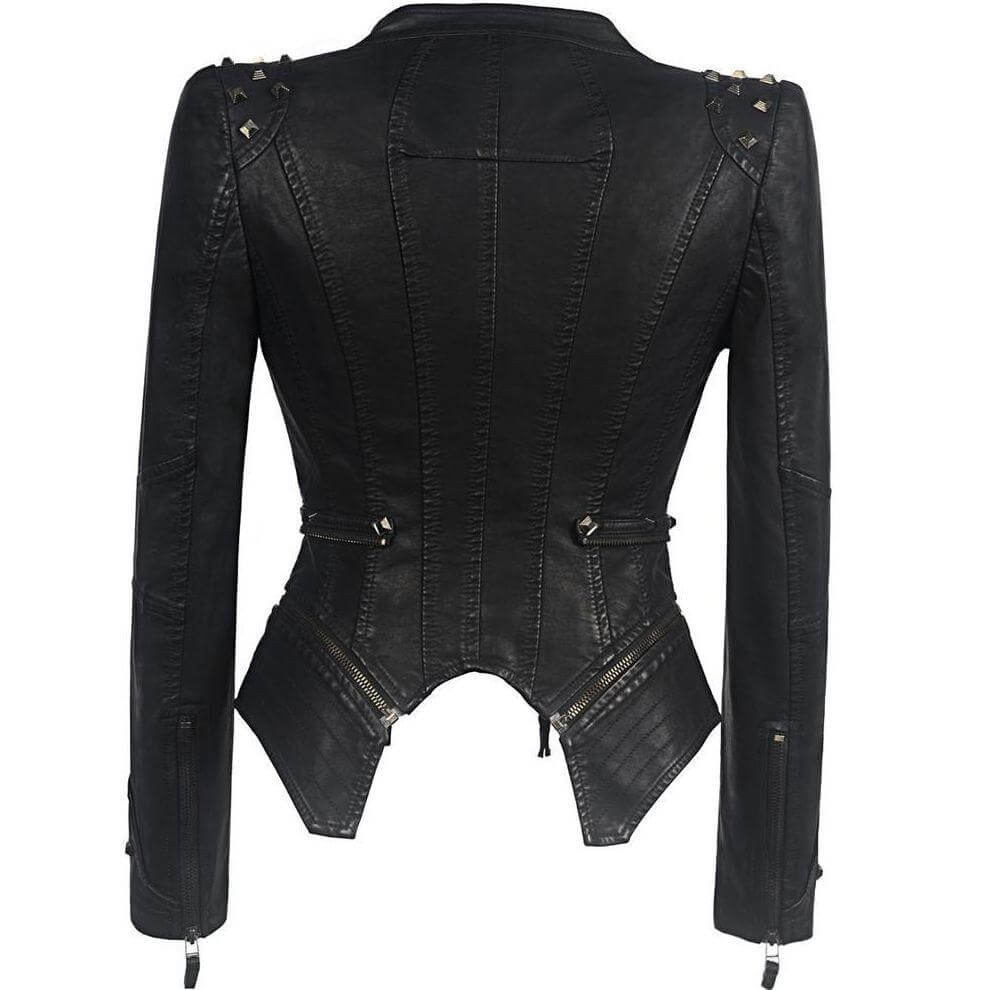 R&B | Damen Nieten PU Lederjacke