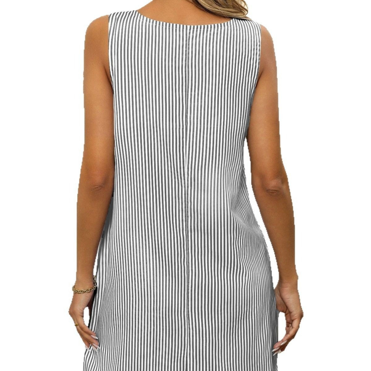 R&B | Gestreiftes Kleid mit Knopfleiste