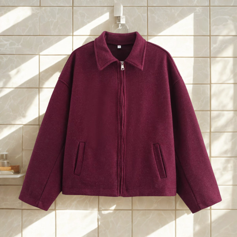 R&B | Fit Damen Kurzjacke mit spitzem Kragen und Frontreißverschluss