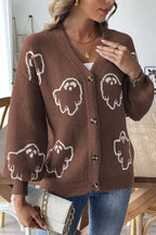 R&B | Halloween-Geisterstrickpullover mit Knöpfen