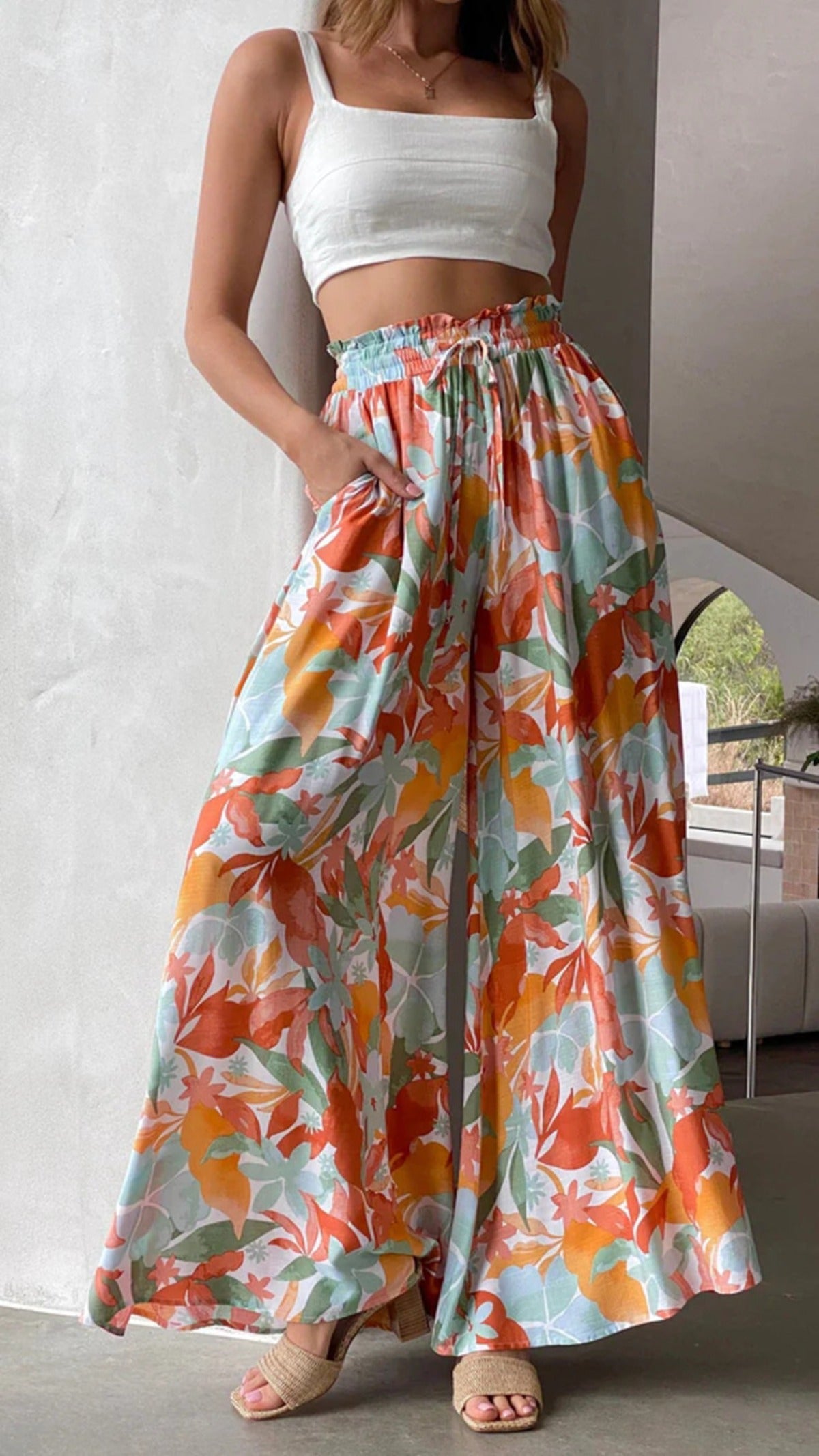 R&B | Hose mit weitem Bein und elastischer Taille