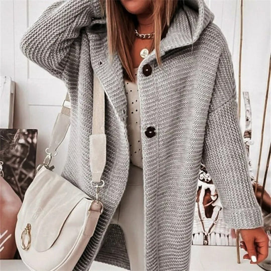 R&B | Eleganter Damen Cardigan Mit Kapuze Kaschmir Look