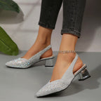 Glanzvolle Absatzsandalen mit funkelnden Kristalldetails R&B R&B