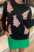 R&B | Casual Weihnachtsbaum Pailletten O-Hals Sweats