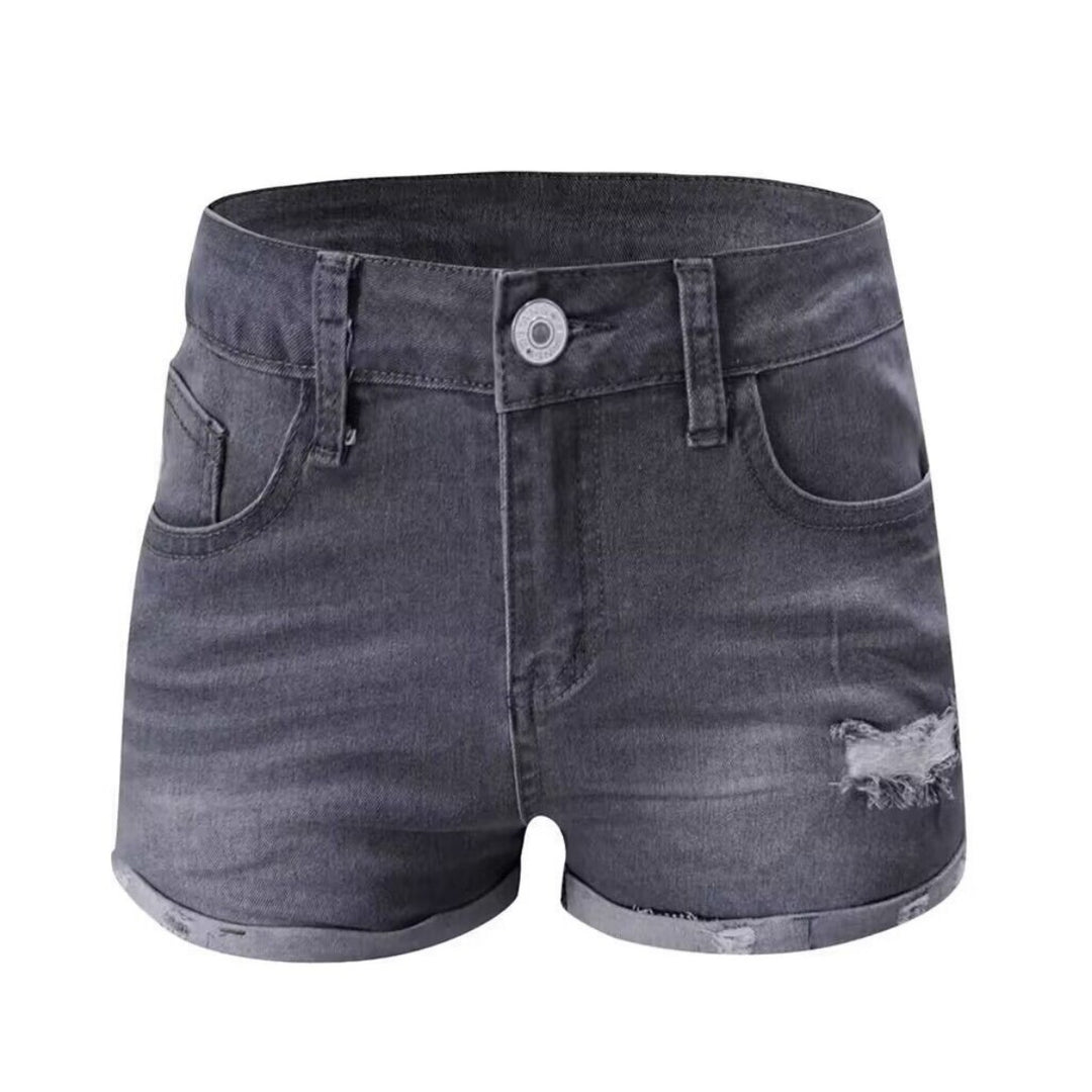 R&B | Zerrissene Quasten-Denim-Shorts