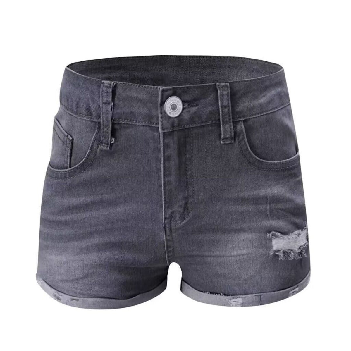 R&B | Zerrissene Quasten-Denim-Shorts