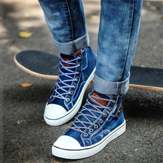 Freizeitschuhe aus Denim mit Schnürung R&B