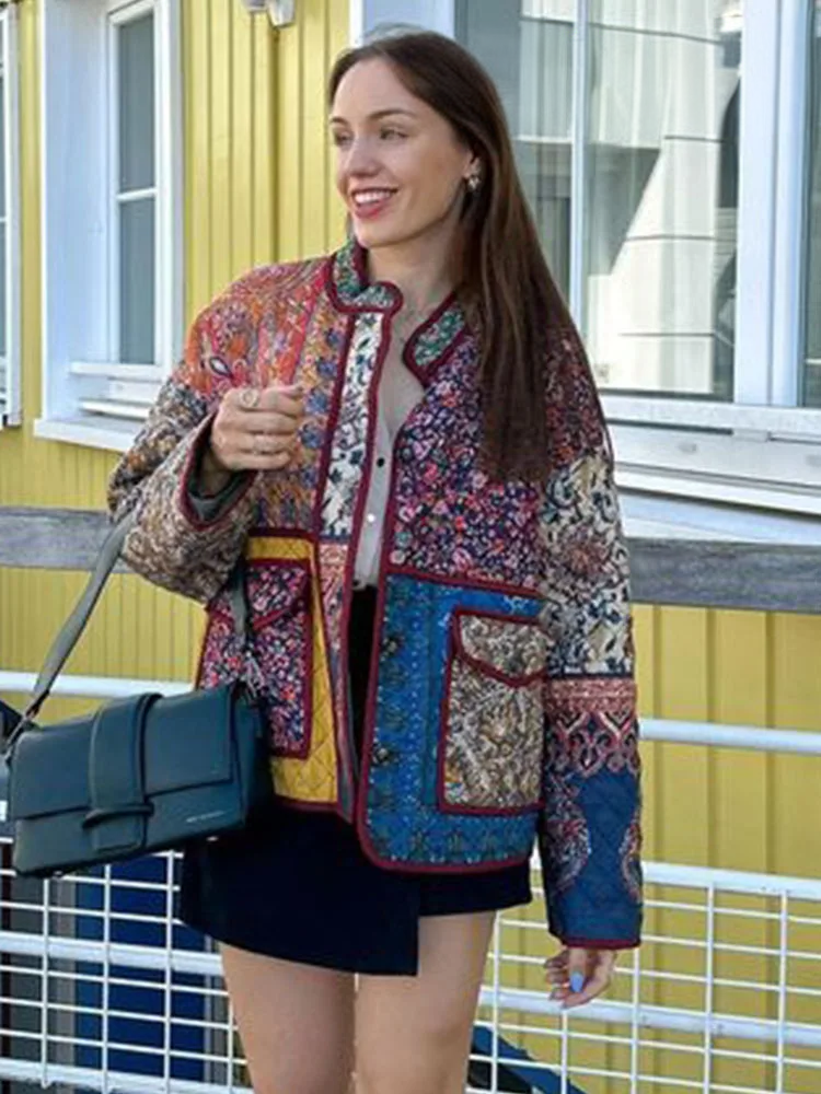 R&B | Floral Print Coat With Patchwork Pockets