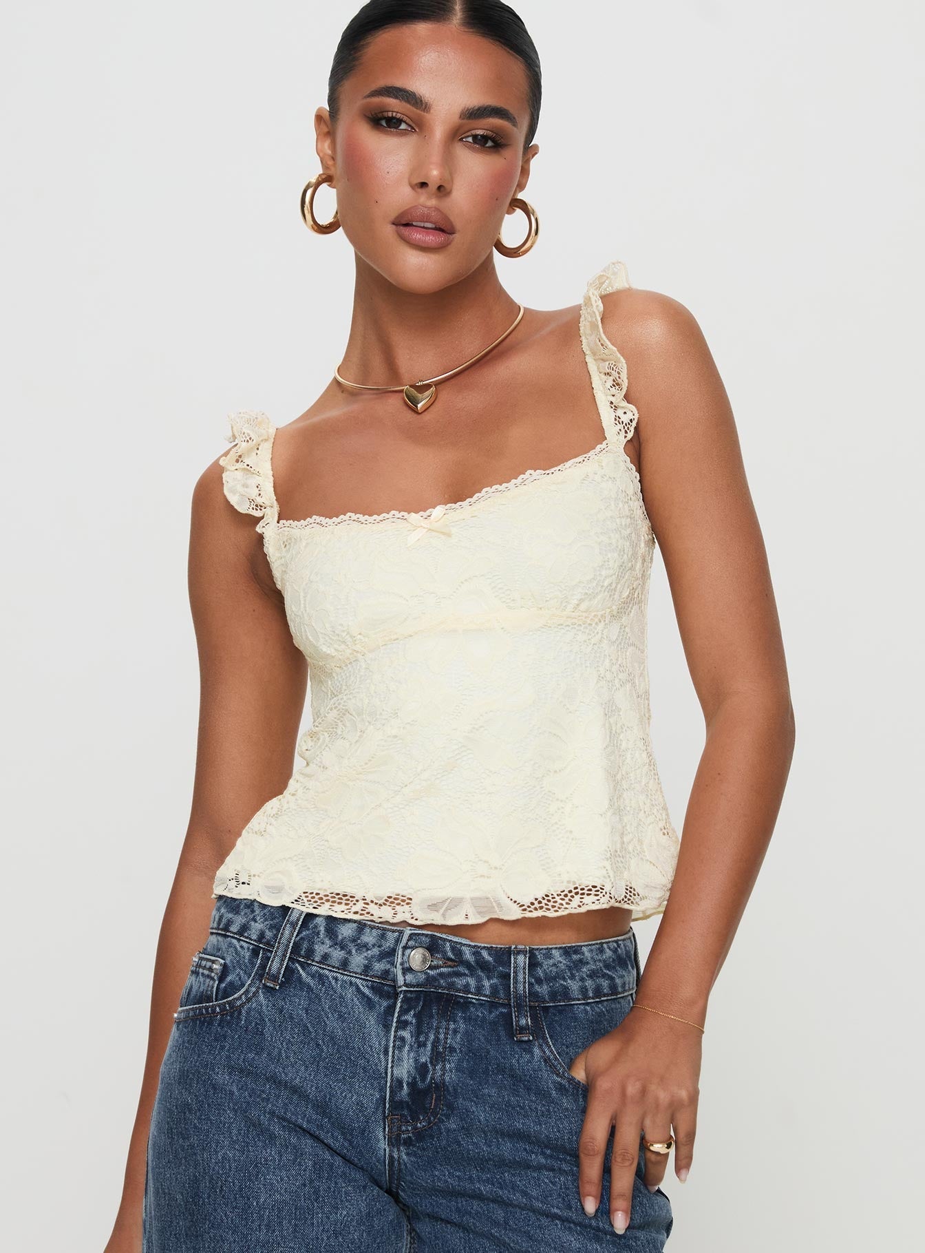 R&B | Damen Zartes Spitzenoberteil Elegantes Design