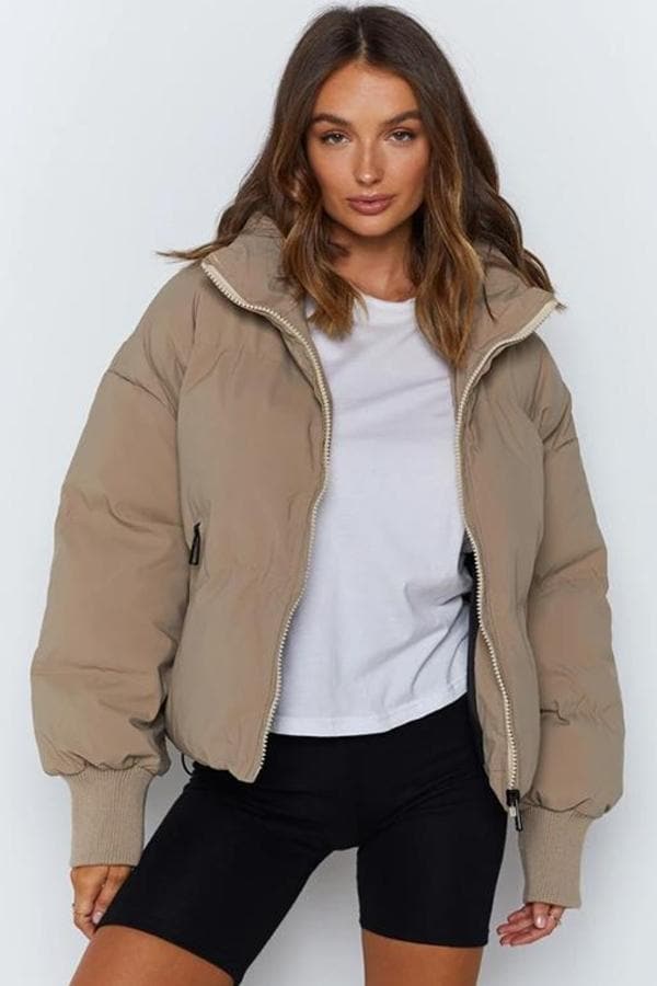 R&B | Pufferjacke - Gestepptes Design - Oversized Fit - Hoher Kragen - Gepolstert und Warm