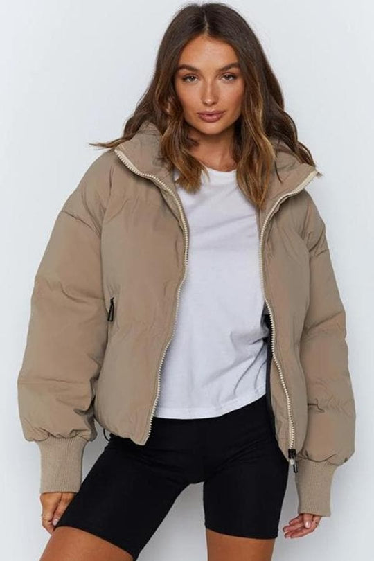 R&B | Pufferjacke - Gestepptes Design - Oversized Fit - Hoher Kragen - Gepolstert und Warm