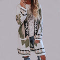 R&B | Langer Strickcardigan - Lockere Passform - Geometrisches Muster - Bequemes Schichten
