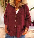 R&B | Cardigan Relaxed Fit Chunky Knit V-Ausschnitt Knopf Vorderseite Ballonärmel