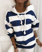 R&B | Hoodie - Damen Herbst Gestreifter Hoodie