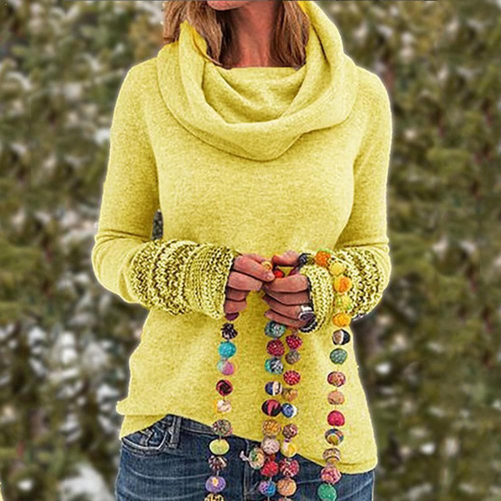 R&B | Wolle Cowl Neck Pullover Sweatshirt Lässiger Schnitt Pullover