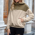 R&B | Hoodie Gepolsterter Oberteil & Weiches Fleece Halber Reißverschluss Lockere Passform mit Taschen