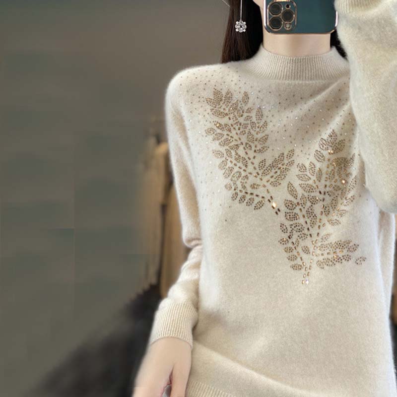 R&B | Strickpullover Mit Zartem Blättermuster