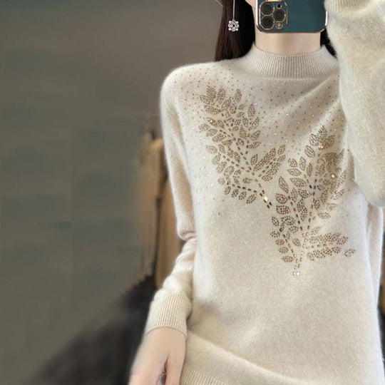 R&B | Strickpullover Mit Zartem Blättermuster