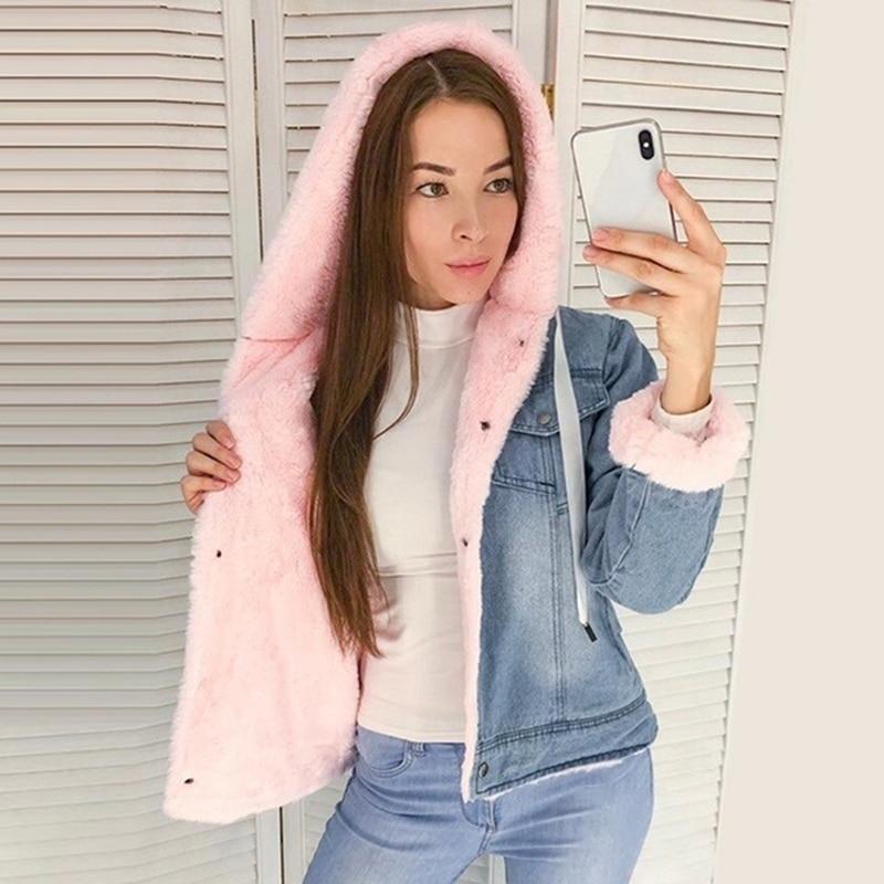 R&B | Denimjacke mit Plüschfutter Baumwollmischung Warm und Stilvoll