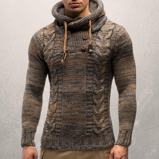 R&B | Wool Kabelstrick Kapuzenpullover Slim Passform Pullover