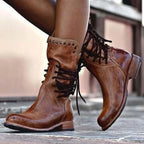 R&B | Stylische Lederstiefel mit Schnürsenkeln