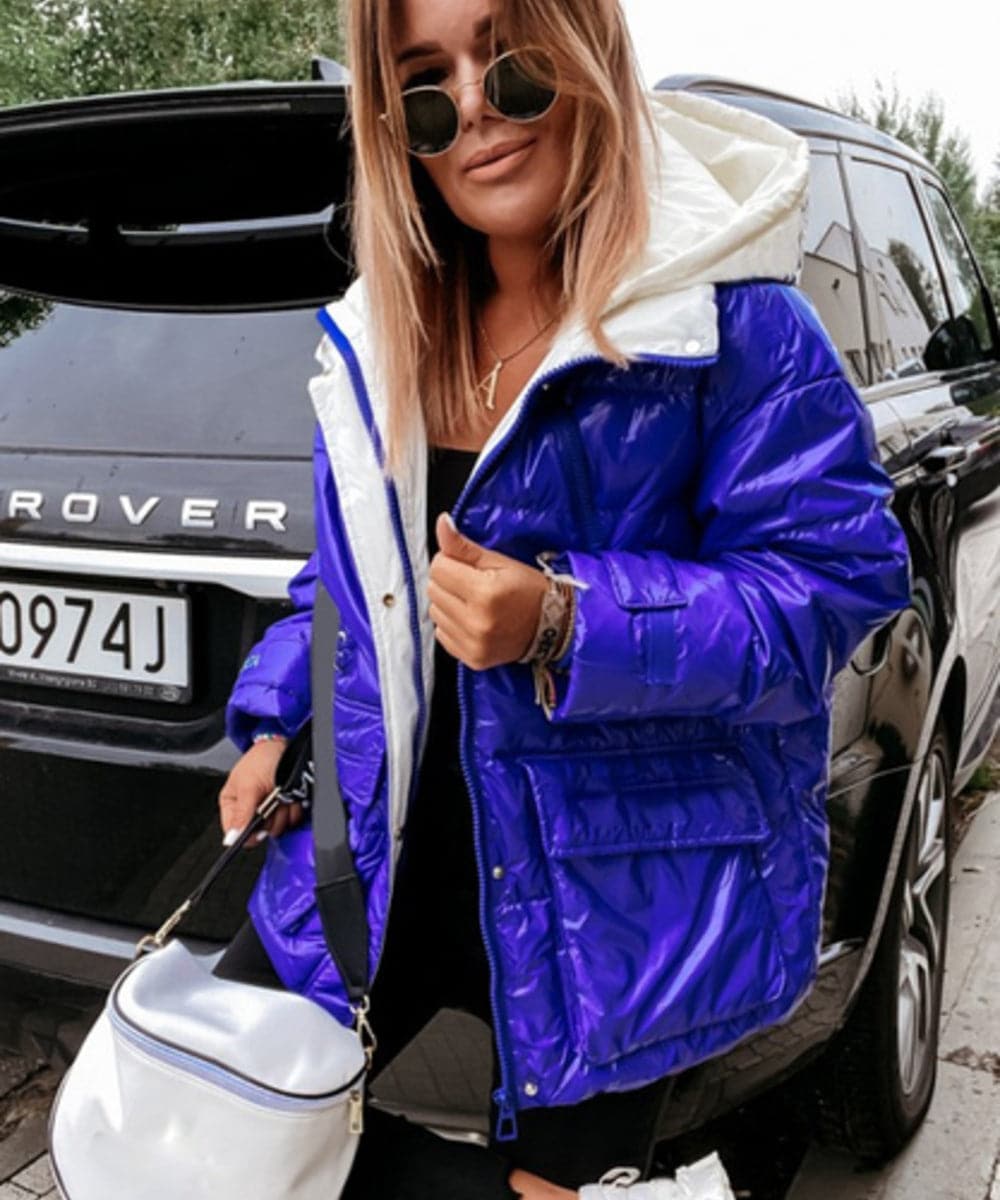 R&B | Steppjacke - Wasserdicht und Winddicht - Gepolstert mit Kapuze - Reißverschluss und Knöpfe