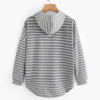R&B | Hoodie Streifenmuster Lockere Passform Weiches Strickmaterial mit Kordelzugkapuze