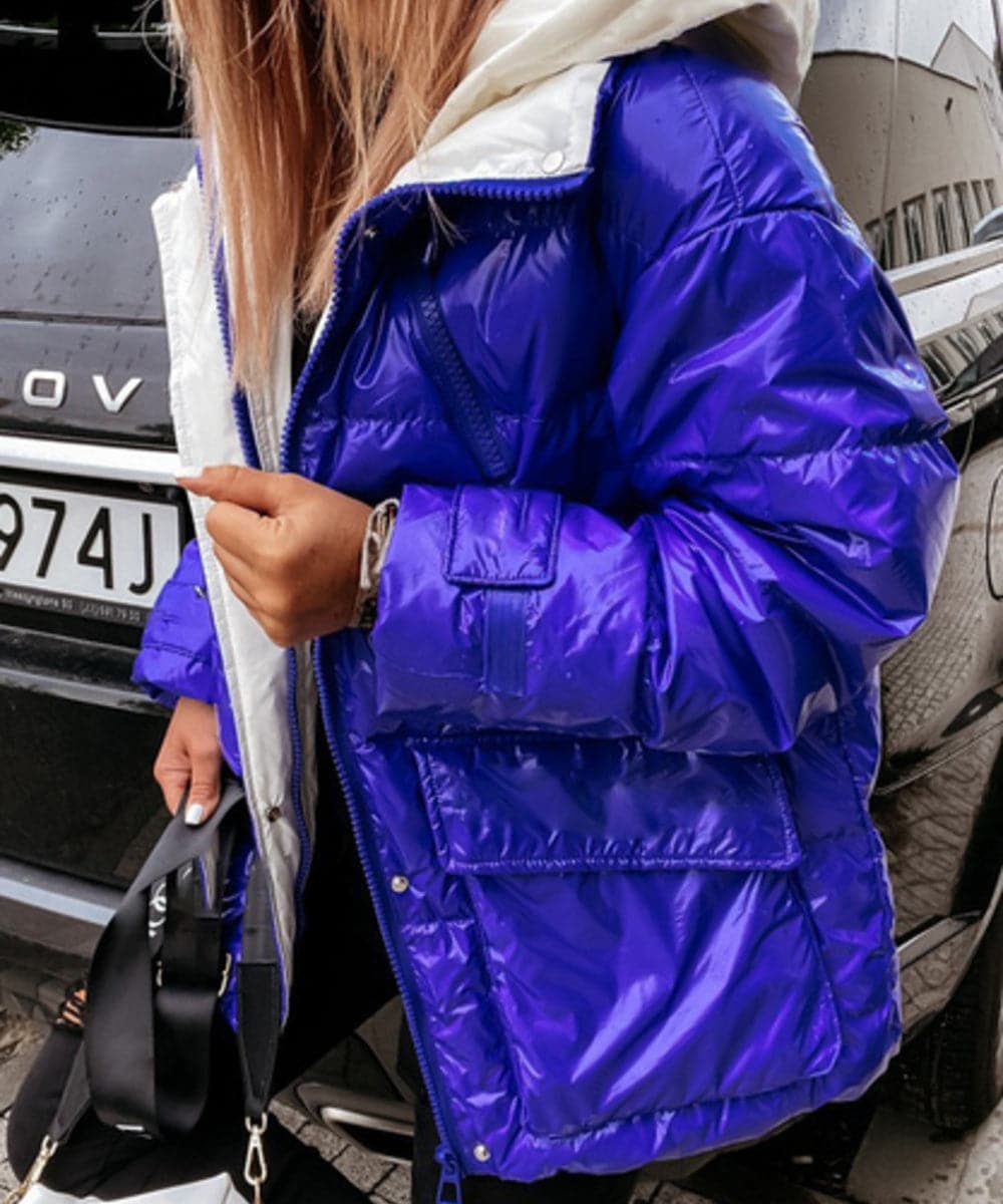 R&B | Steppjacke - Wasserdicht und Winddicht - Gepolstert mit Kapuze - Reißverschluss und Knöpfe
