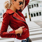 R&B | Kurze Wildlederjacke mit Reißverschlüssen Kunstleder Modern und Stylisch