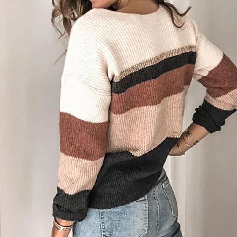 R&B | Strickpullover V-Ausschnitt Lockere Passform Weich und Bequem Lange Ärmel