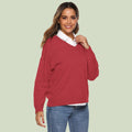 R&B | Strickpullover V-Ausschnitt Lockere Passform Lange Ärmel Weich und Bequem