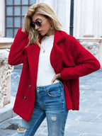 R&B | Pelzjacke Doppelte Knopfleiste Weiche & Warme Teddy-Textur Elegantes Design