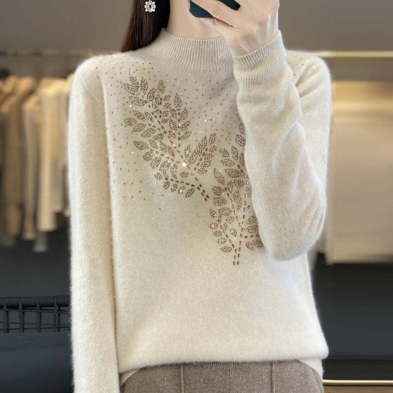 R&B | Strickpullover Mit Zartem Blättermuster