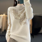 R&B | Strickpullover Mit Zartem Blättermuster