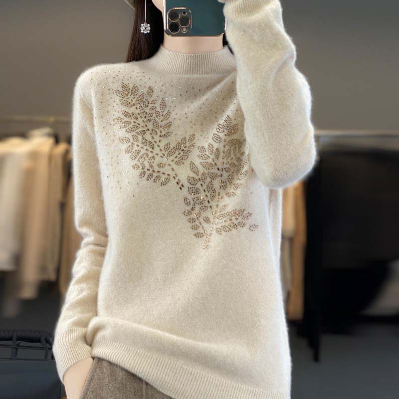 R&B | Strickpullover Mit Zartem Blättermuster
