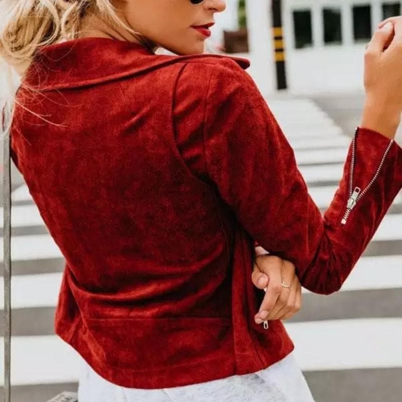 R&B | Kurze Wildlederjacke mit Reißverschlüssen Kunstleder Modern und Stylisch
