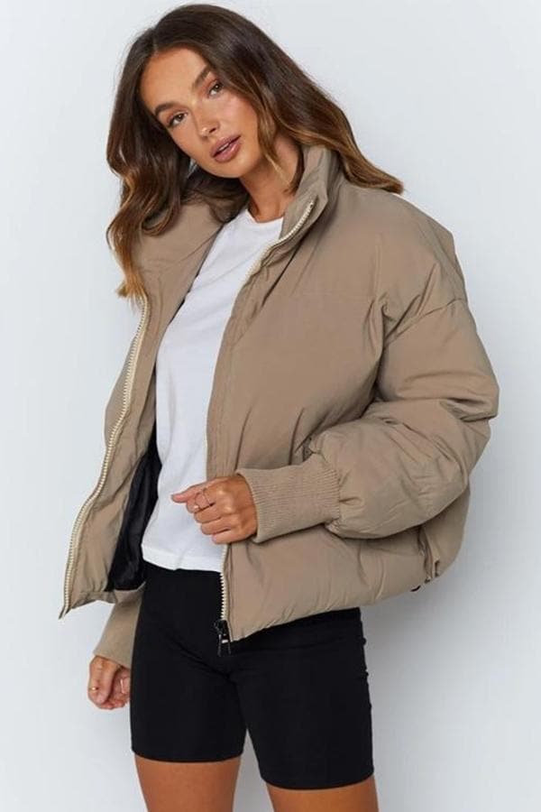 R&B | Pufferjacke - Gestepptes Design - Oversized Fit - Hoher Kragen - Gepolstert und Warm