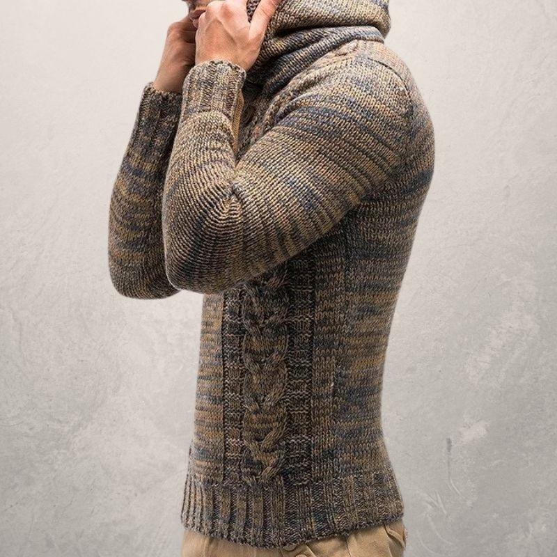 R&B | Wool Kabelstrick Kapuzenpullover Slim Passform Pullover