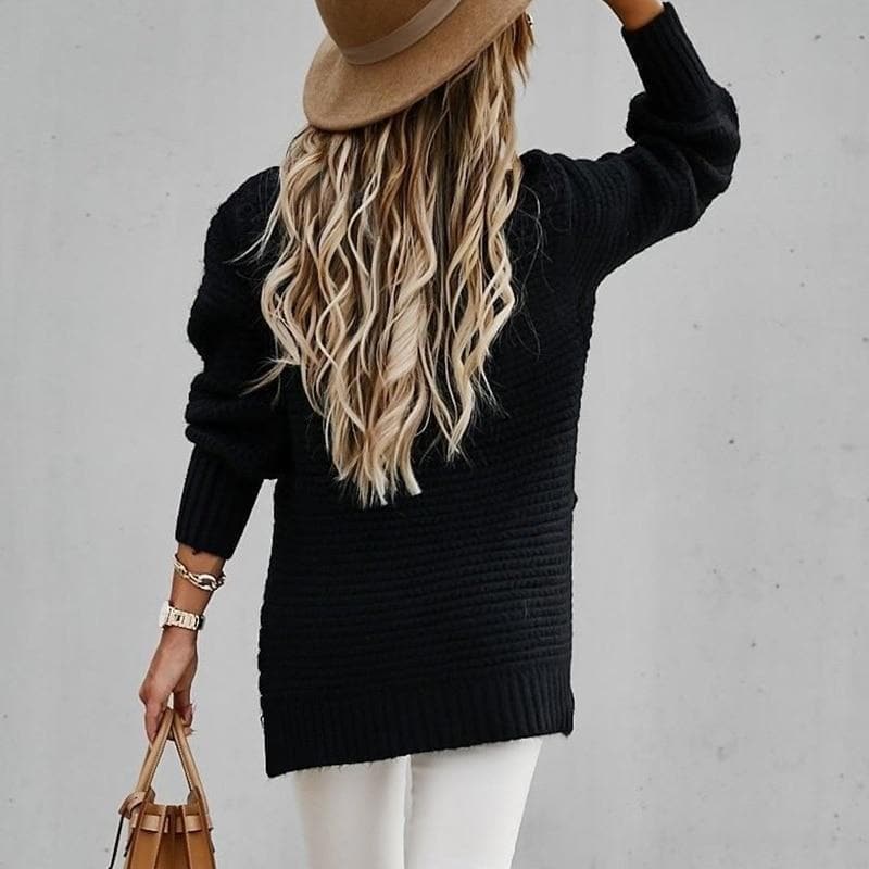 R&B | Strickpullover Oversized Schnitt Hoher Ausschnitt Weich und Warm
