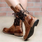 R&B | Stylische Lederstiefel mit Schnürsenkeln